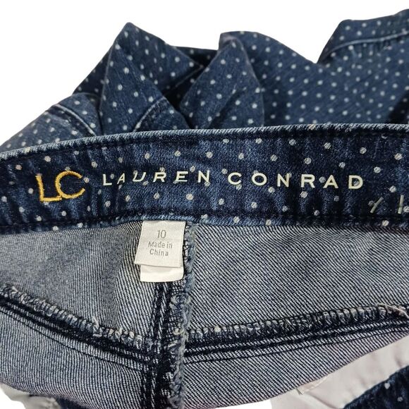 Lauren Conrad Ankle Jeans Womens 10 Medium Wash Denim White Polka Dots - Picture 4 of 7